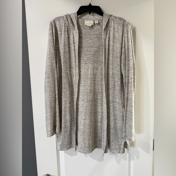 Cynthia Rowley lightweight Heather Gray open front‎ cardigan 100% Linen size L - Picture 1 of 5